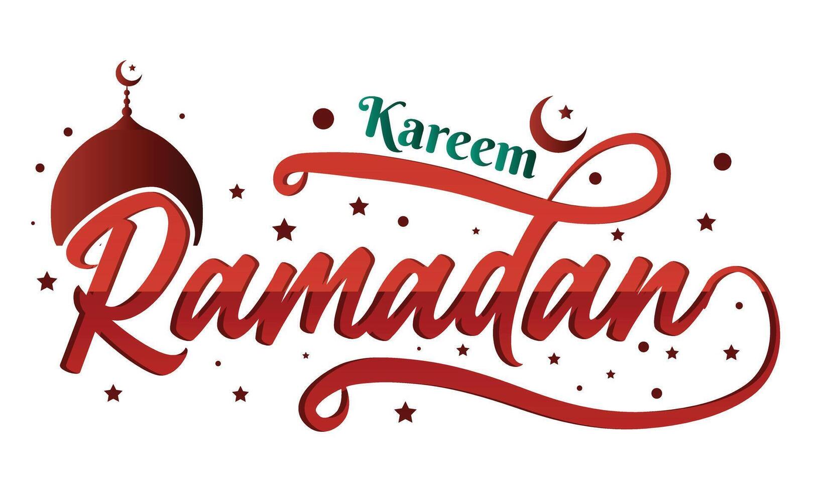 Lettering ramadan kareem islamic arabic typography text for marhaban ya ramadhan sticker with lantern mosque transparent background vector