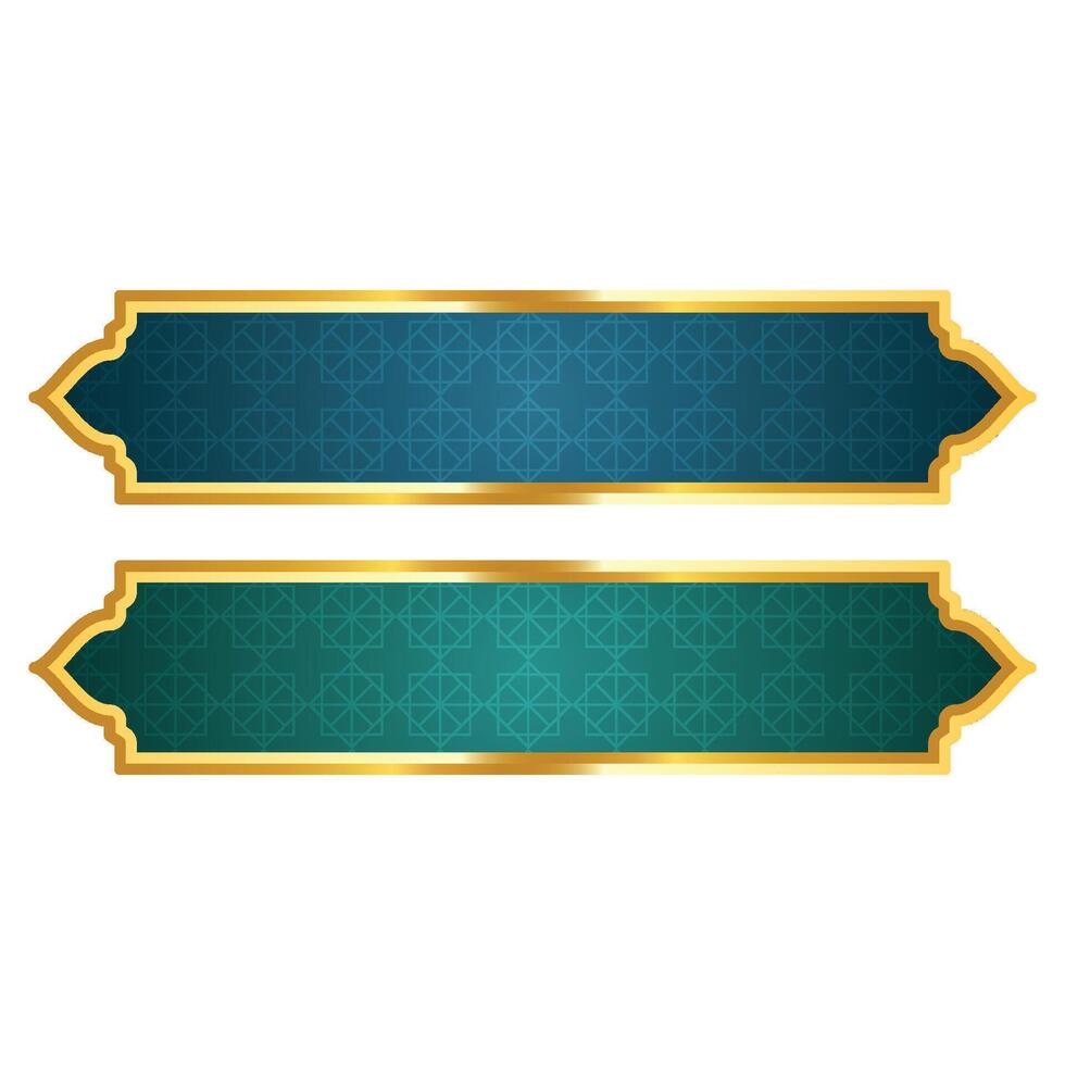 Set of decorative luxury golden arabic islamic banner title frame transparent background gold text box clipart vector