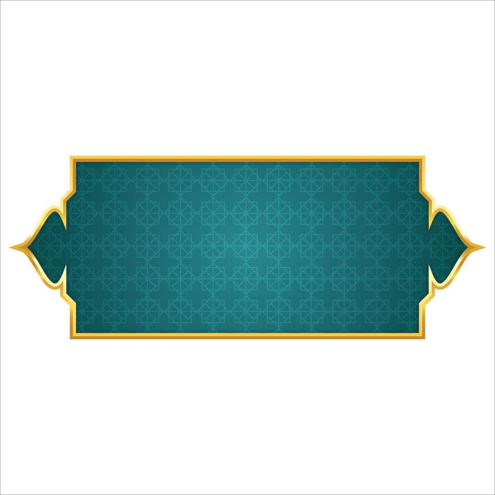 luxury golden arabic islamic text box title frame border set with ornamental illustration vector