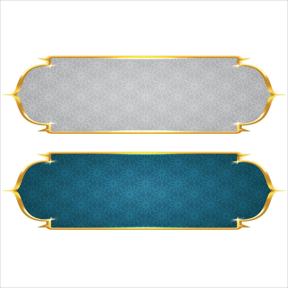 Set of white luxury golden arabic islamic banner pattern title frame text box transparent background vector