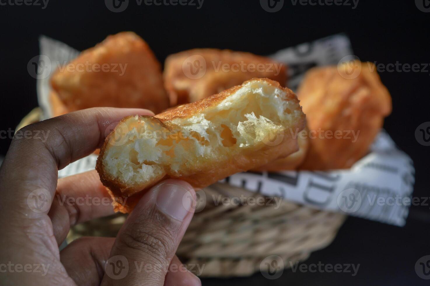 Fried bread Indonesian cake made of flour with sweet, salty and savory flavors. photo