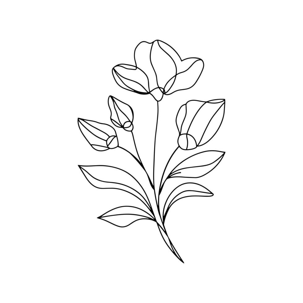 Simple Floral Tree Line Art, Elegant Minimalism vector