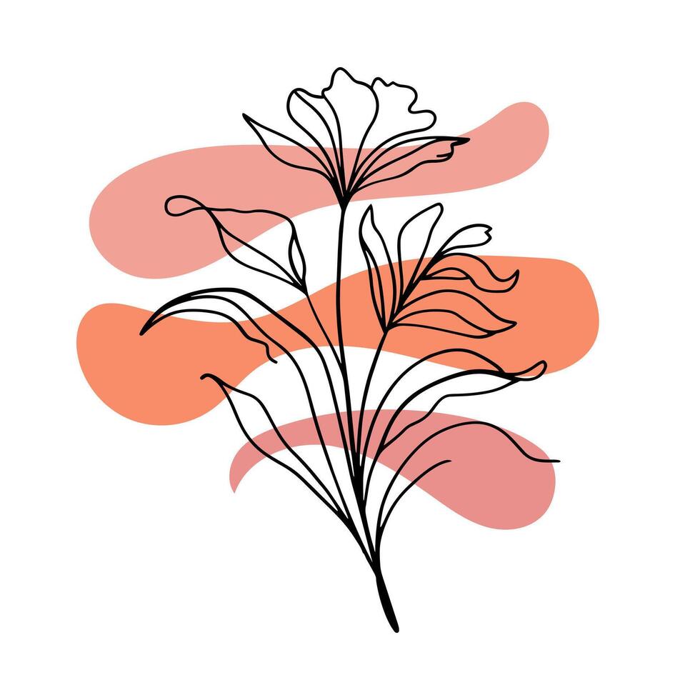 Elegant Minimalist Floral Tree Line Art Sketch vector
