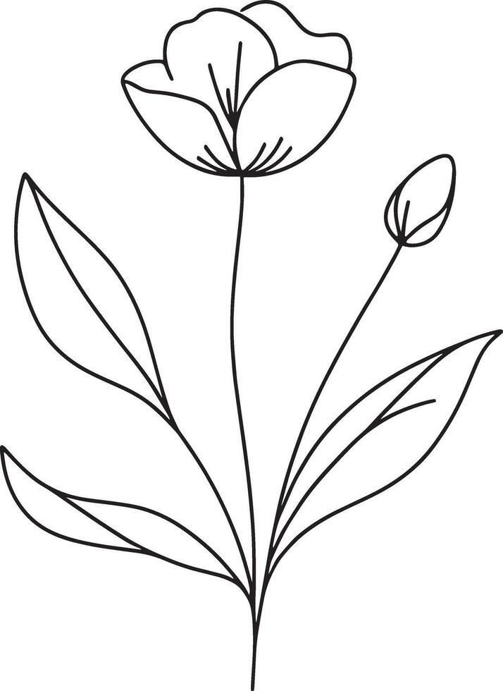 Floral and Tree Fusion in Minimal Line Art vector