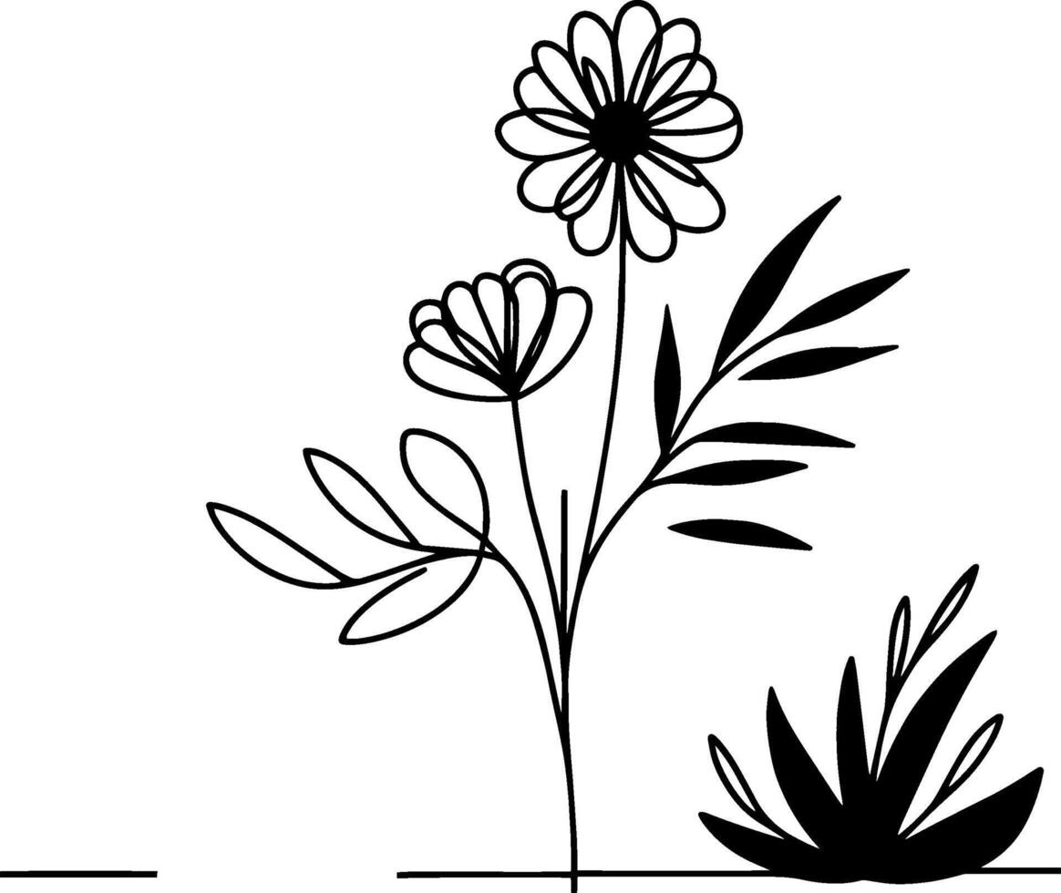 Clean Floral Tree Minimal Line Art Design vector