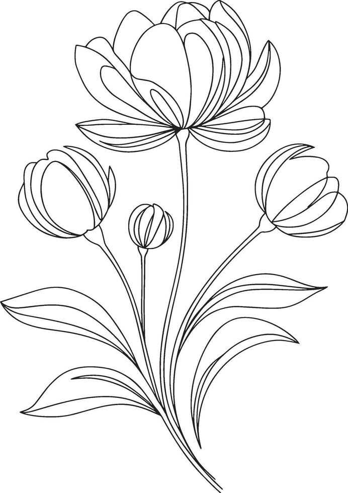 Minimalist Floral Tree Design, Simple Line Art vector