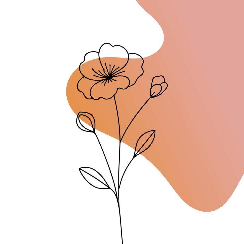 Botanical Tree Line Art with Floral Simplicity vector