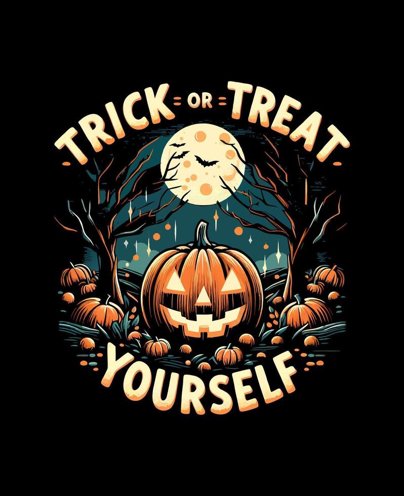 Haunted Castle Halloween Design with Bats and Spooky Nights Text Tshirt Design vector