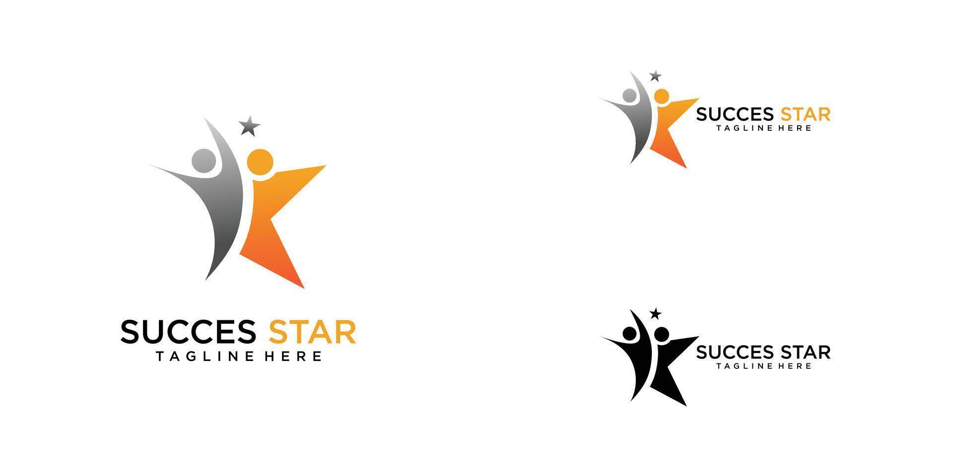 Creative star people succes logo and symbol graphic design . Premium vector