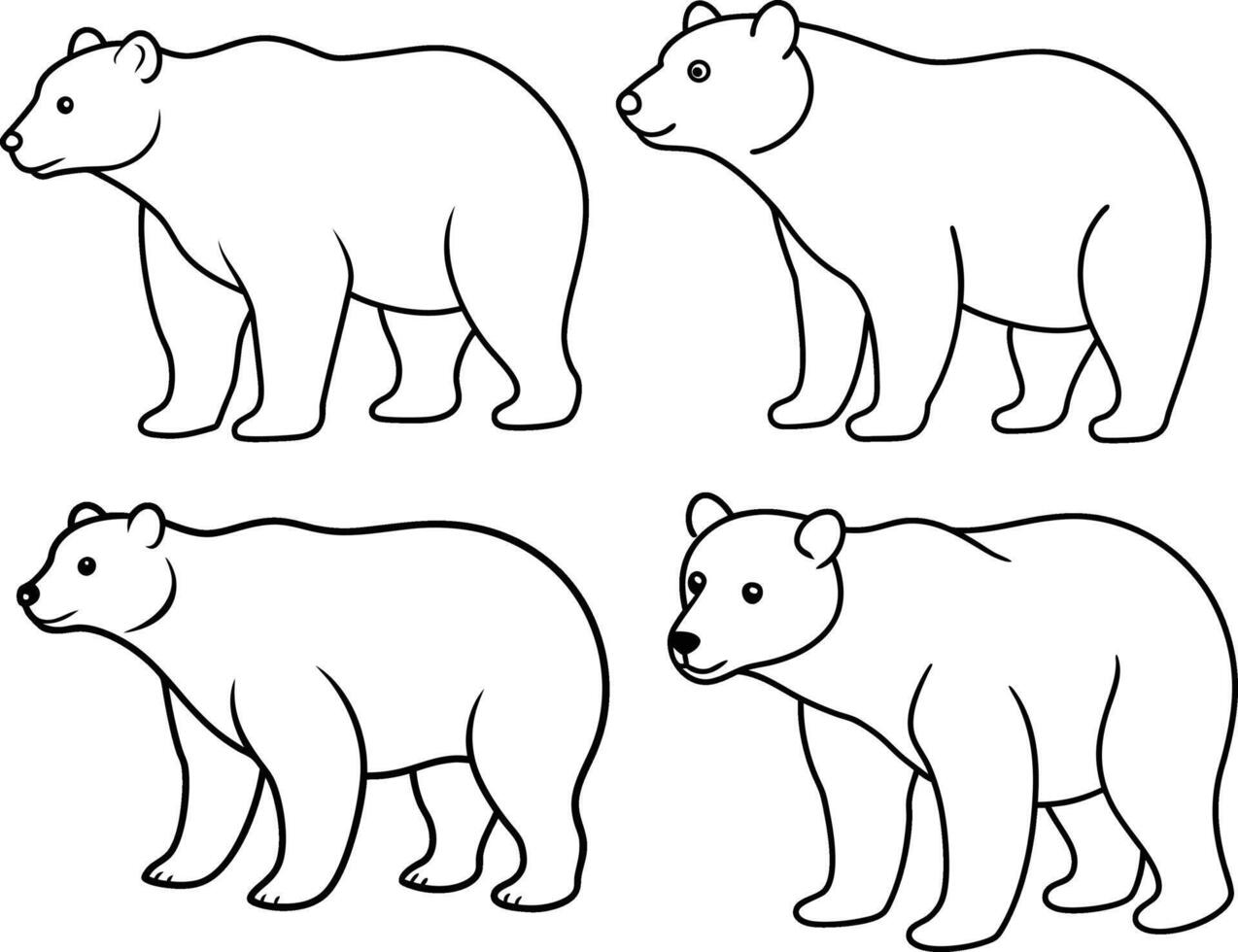 Bear outline illustration package standing on its hind legs drawn in a simple powerful form on a white background vector