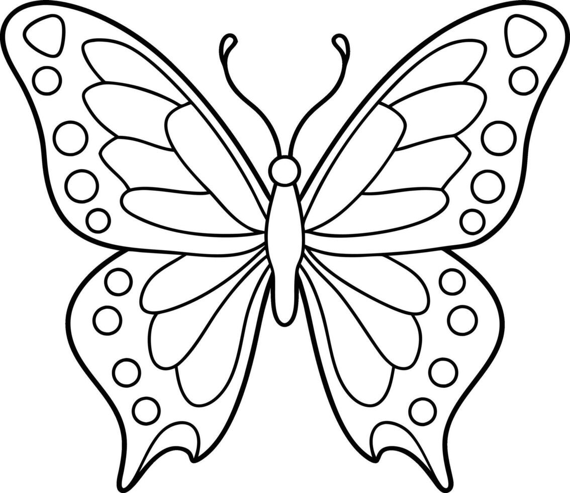 An outline illustration of a butterfly, wings spread in symmetrical patterns, drawn with light and intricate lines on a white background. vector