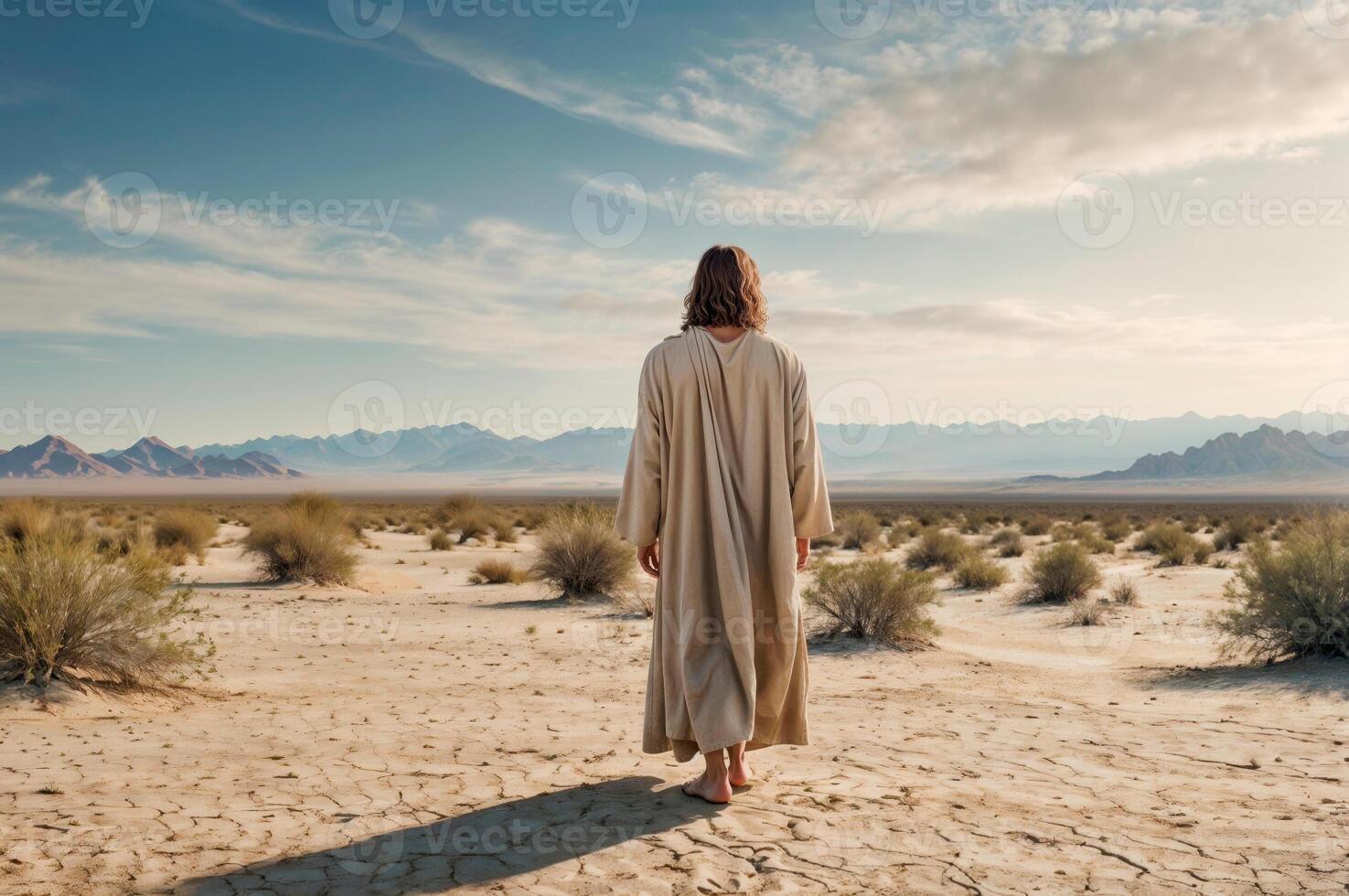 Scene of Jesus Walking Through the Desert photo
