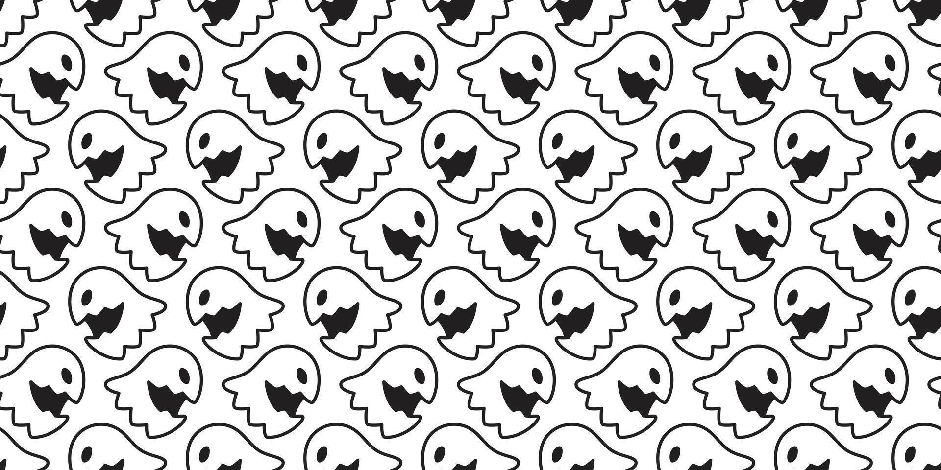 Ghost seamless pattern Halloween spooky tile background scarf isolated repeat wallpaper gift wrapping paper devil evil cartoon illustration doodle design vector