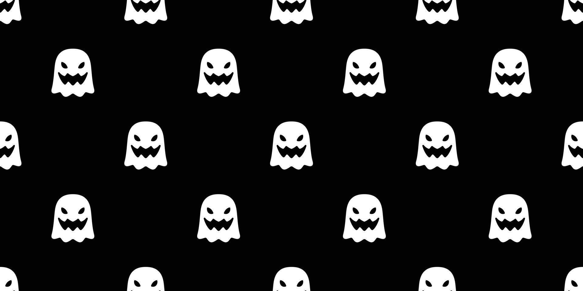 Ghost seamless pattern spooky Halloween cartoon scarf isolated tile background repeat wallpaper devil evil gift wrapping paper illustration doodle design vector
