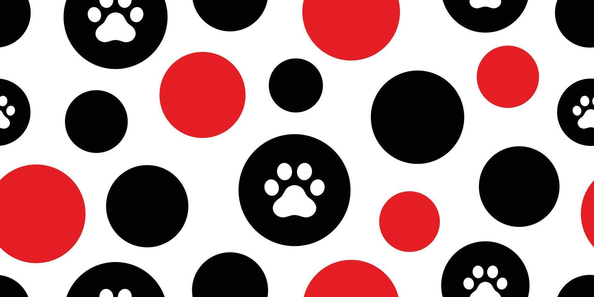 dog paw seamless pattern footprint polka dot french bulldog pet puppy breed cartoon doodle repeat wallpaper tile background scaf isolated illustration red black design vector