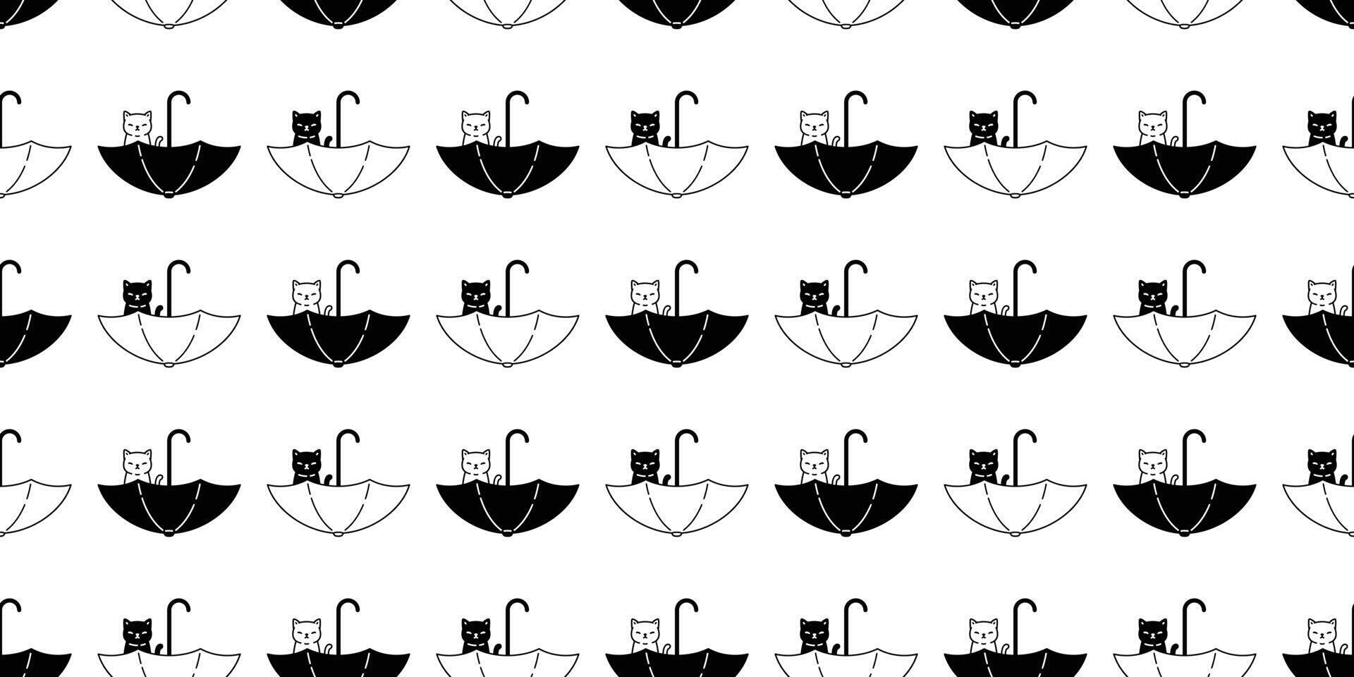 cat seamless pattern kitten umbrella calico cartoon pet scarf isolated repeat background animal tile wallpaper gift wrapping paper illustration doodle design vector