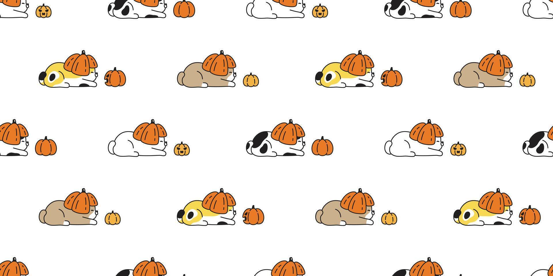 cat seamless pattern Halloween pumpkin calico kitten tile background repeat wallpaper scarf isolated gift wrapping paper cartoon character illustration design vector