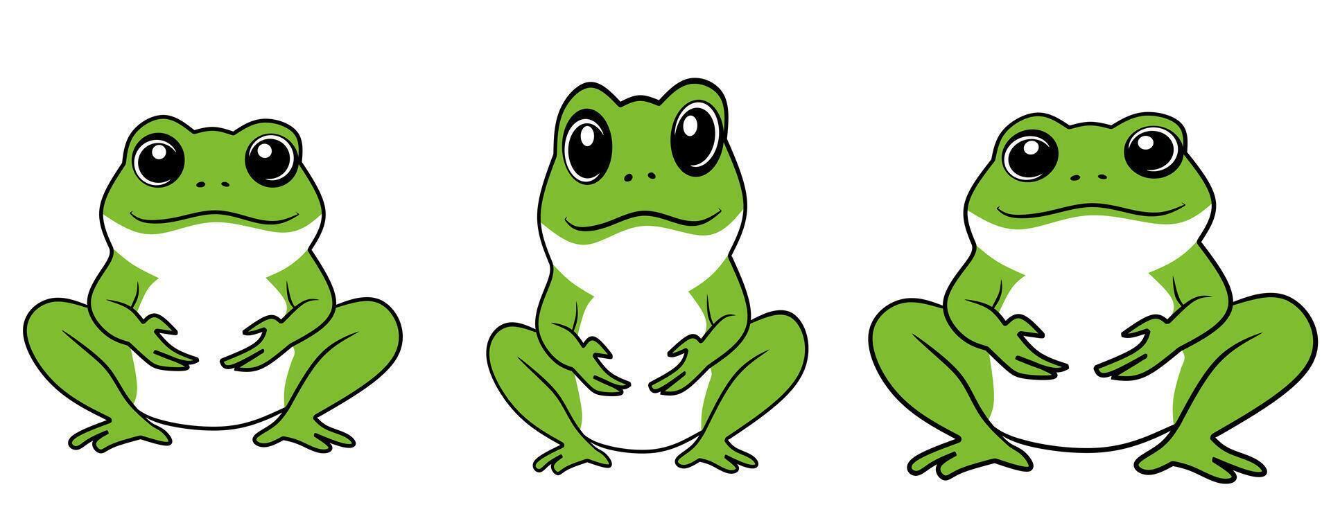 a cartoon frog sitting on its haunches vector