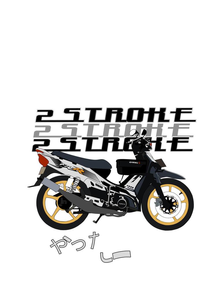 a motorcycle with the words 2 stroke written on it vector