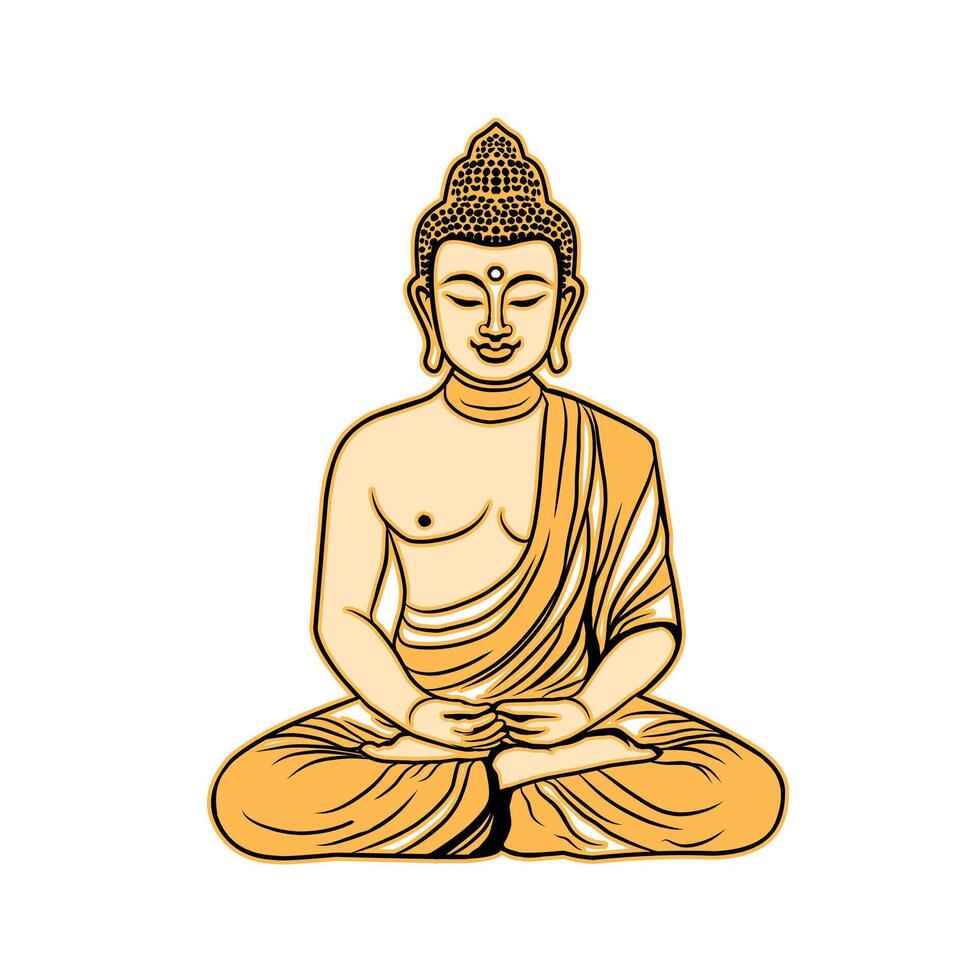 buddha sitting in lotus position on white background vector