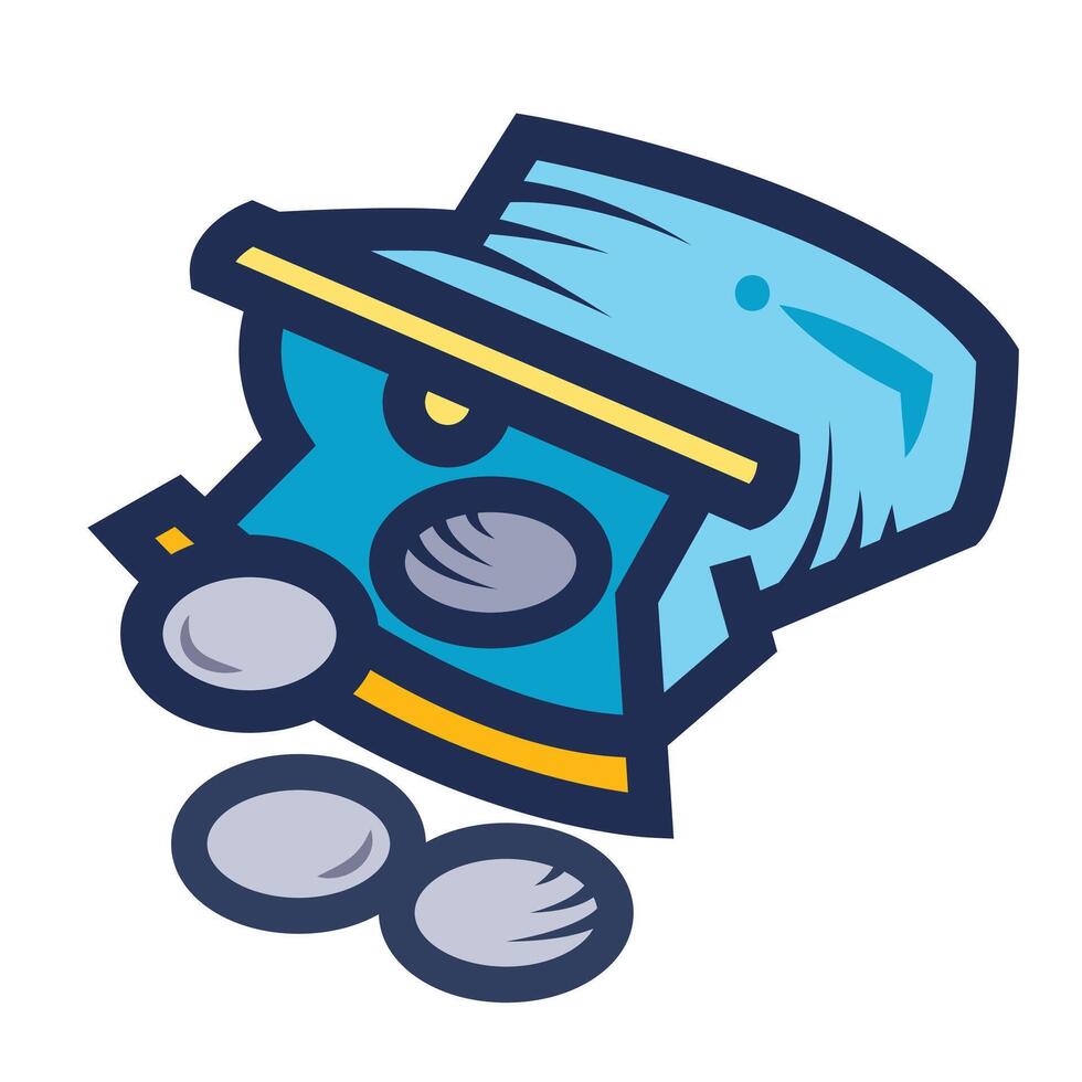 Blue colored coin purse icon illustration isolated on square white background. Simple flat outlined cartoon art styled drawing. vector
