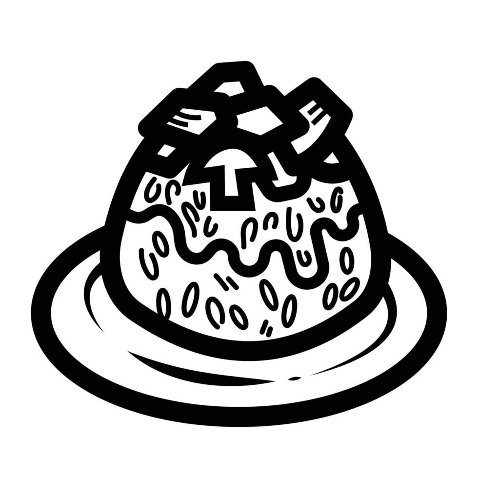 Nasi tim or steamed chicken rice food icon illustration isolated on square white background. Simple flat outlined cartoon art styled drawing. vector