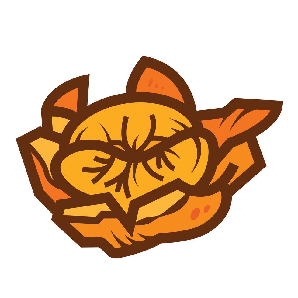 Orange with skin removed colorful icon illustration isolated on square white background. Simple flat outlined cartoon art styled drawing. vector