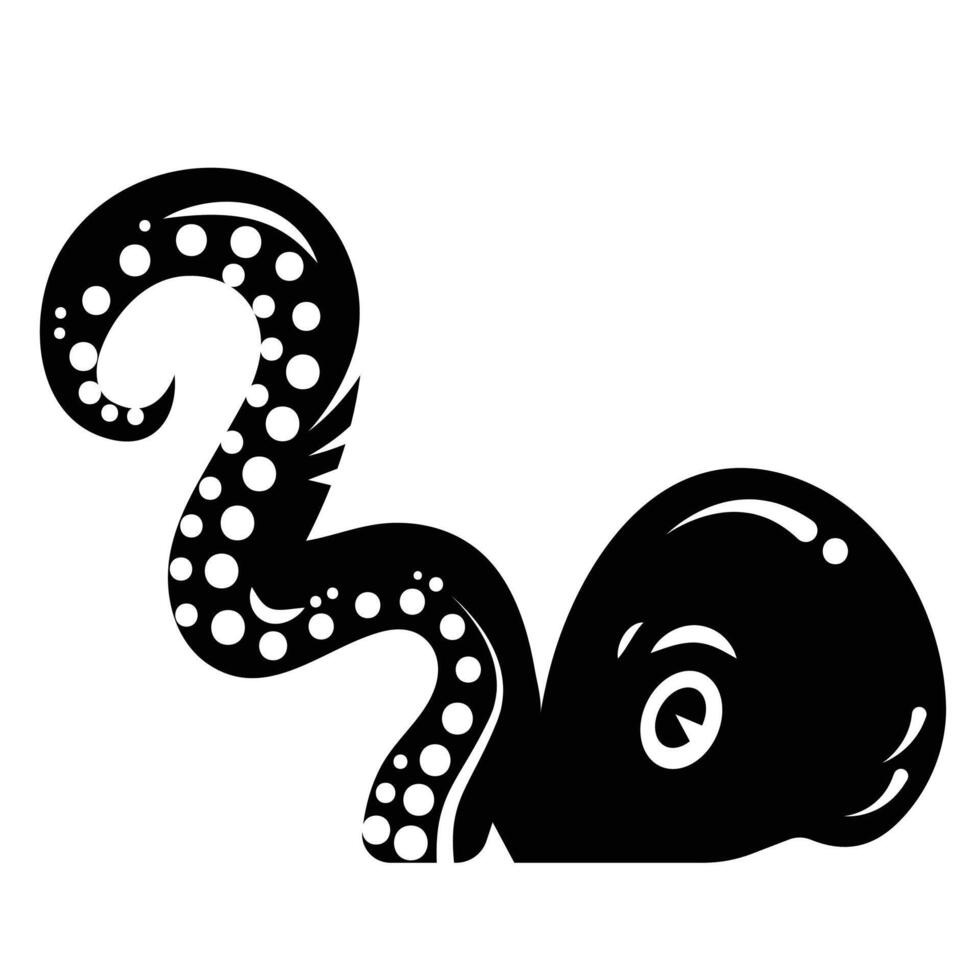 Octopus head and tentacles icon illustration isolated on square white background. Simple flat outlined cartoon art styled drawing. vector