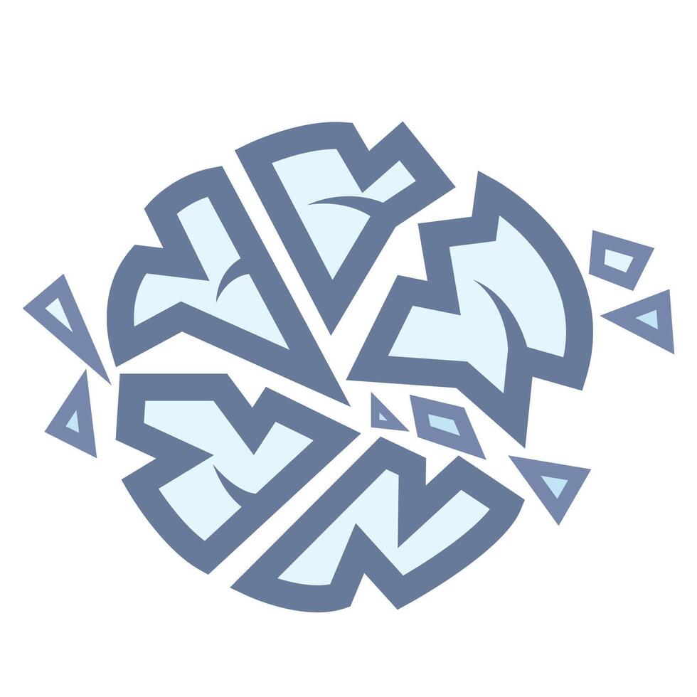 Broken plate colorful icon illustration isolated on square white background. Simple flat outlined cartoon art styled drawing. vector