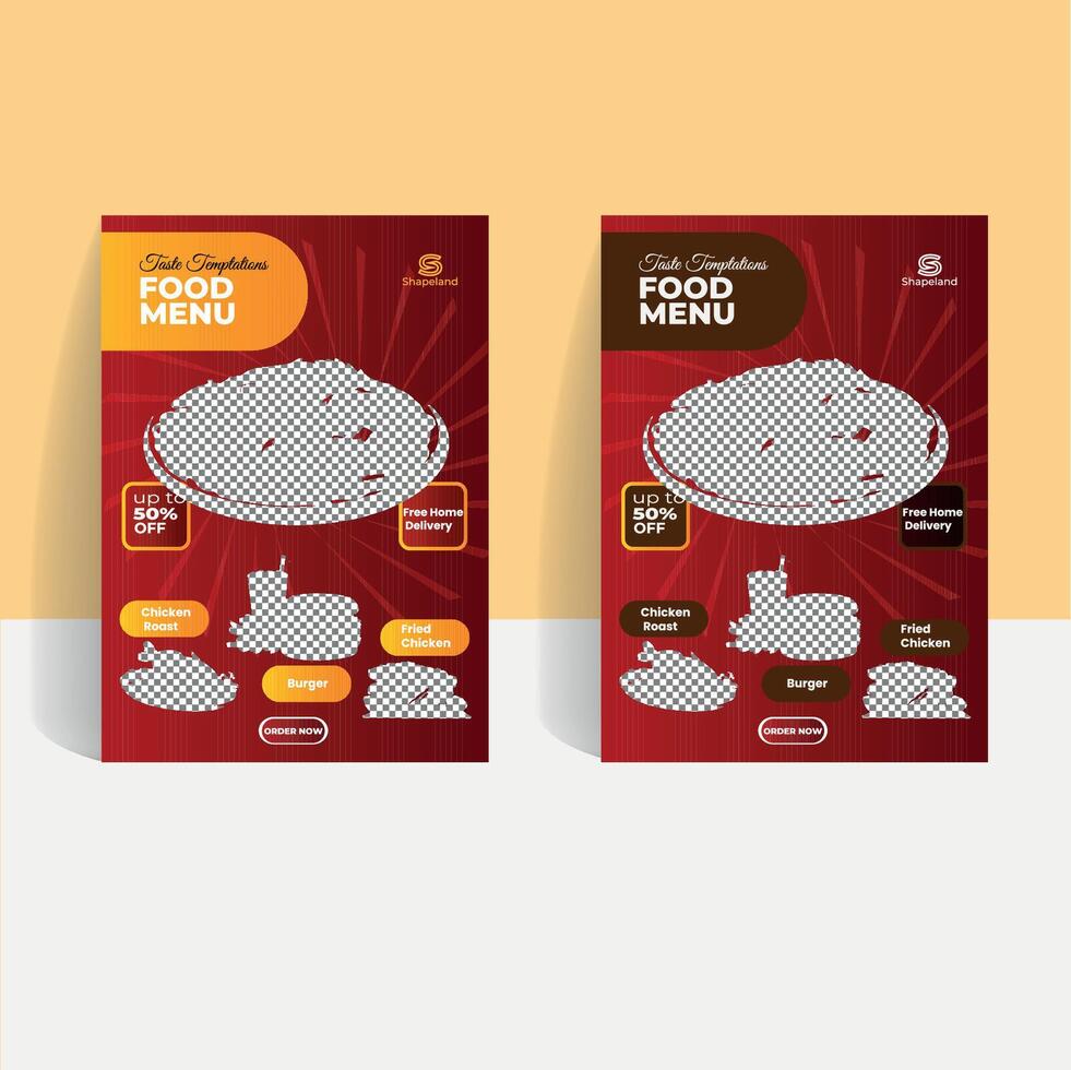 A4 flyer food menu template vector