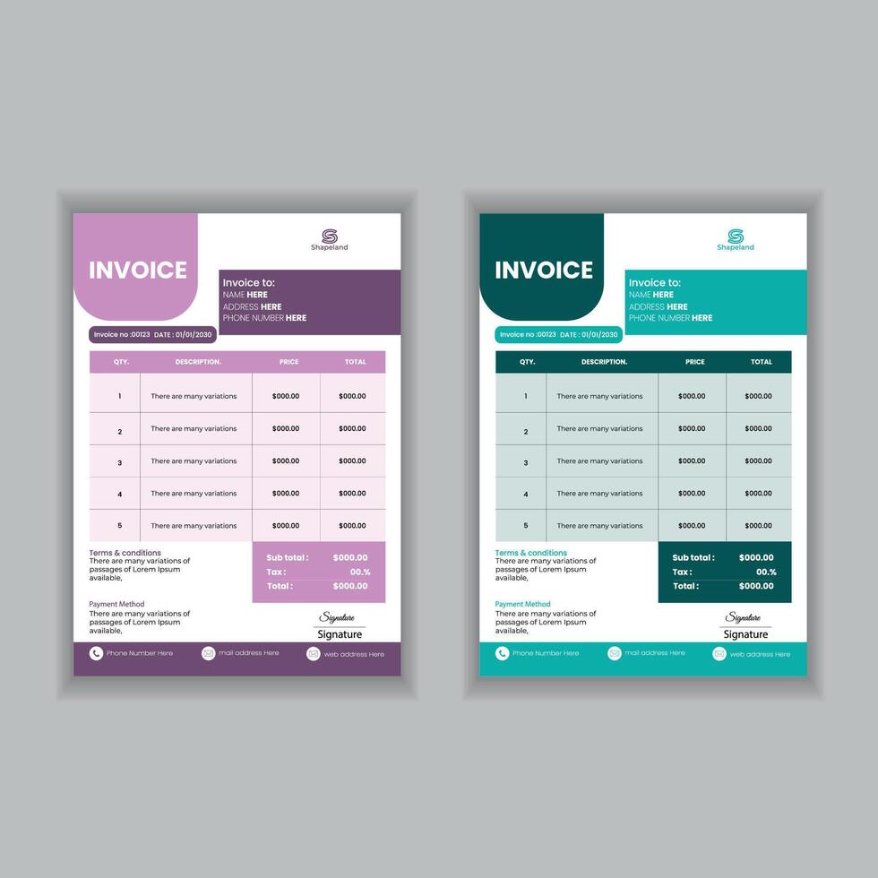 Flat invoice design template vector