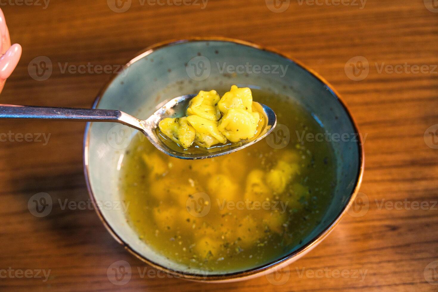 Spoonful of Soup With Dumplings photo