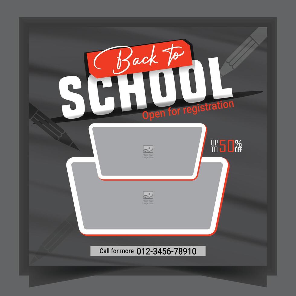 School education admission social media post and web banner vector