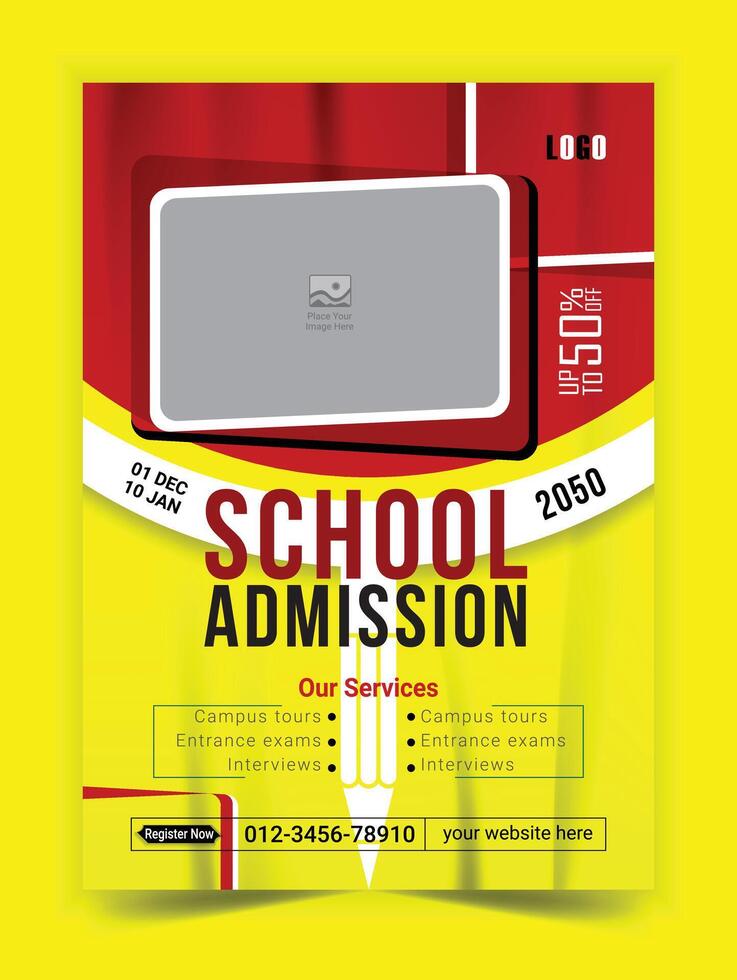 Admission open flyer design template vector