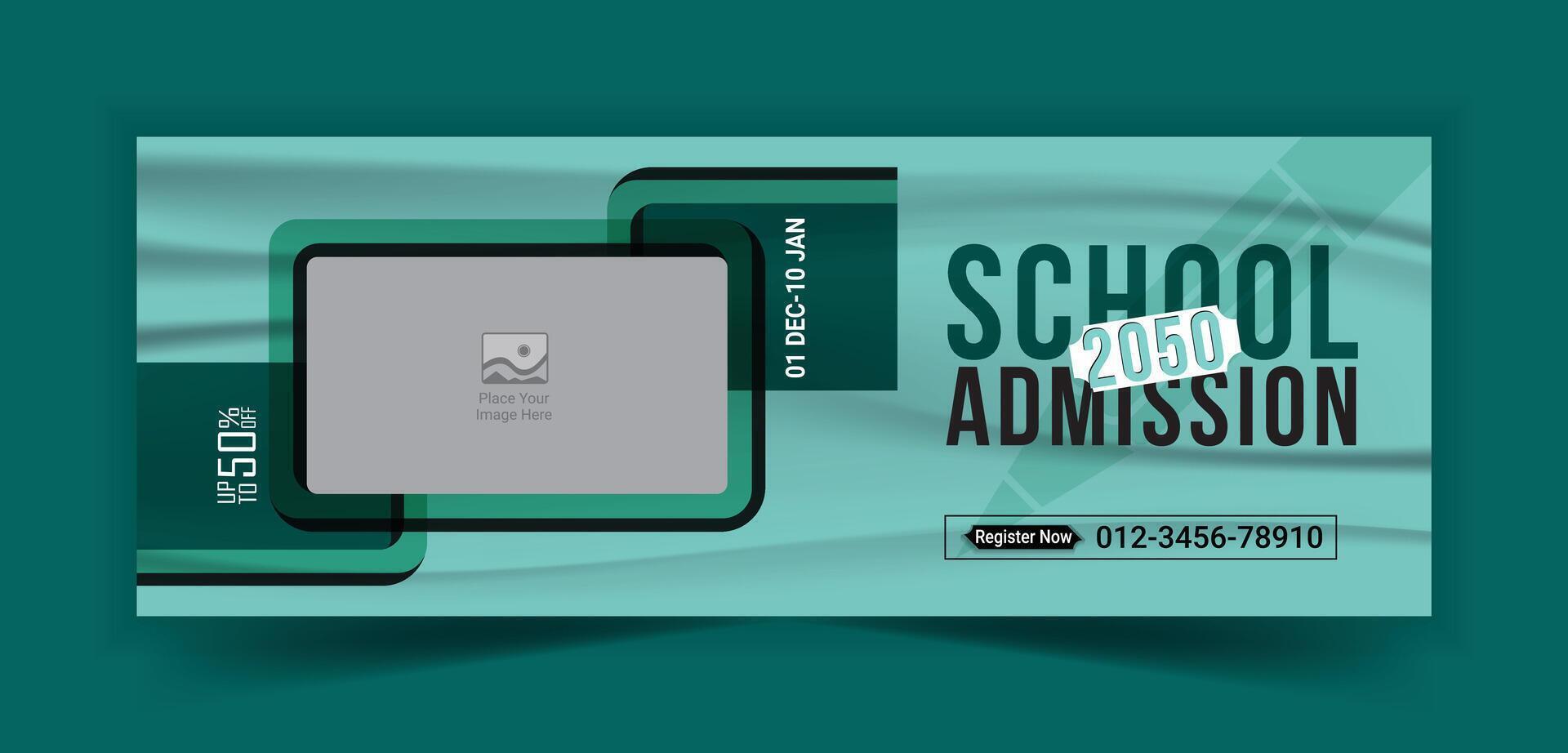 School admission web banner or social banner template vector