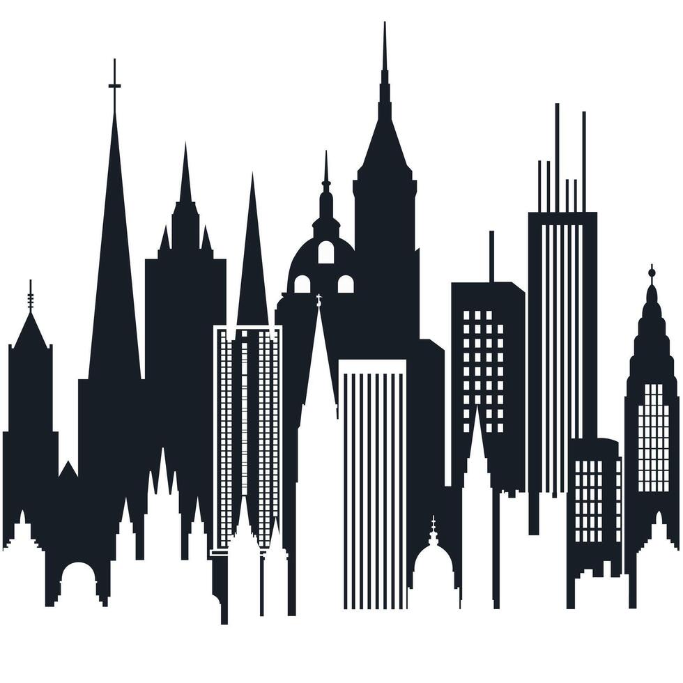 Silhouette Black and Whtie City vector