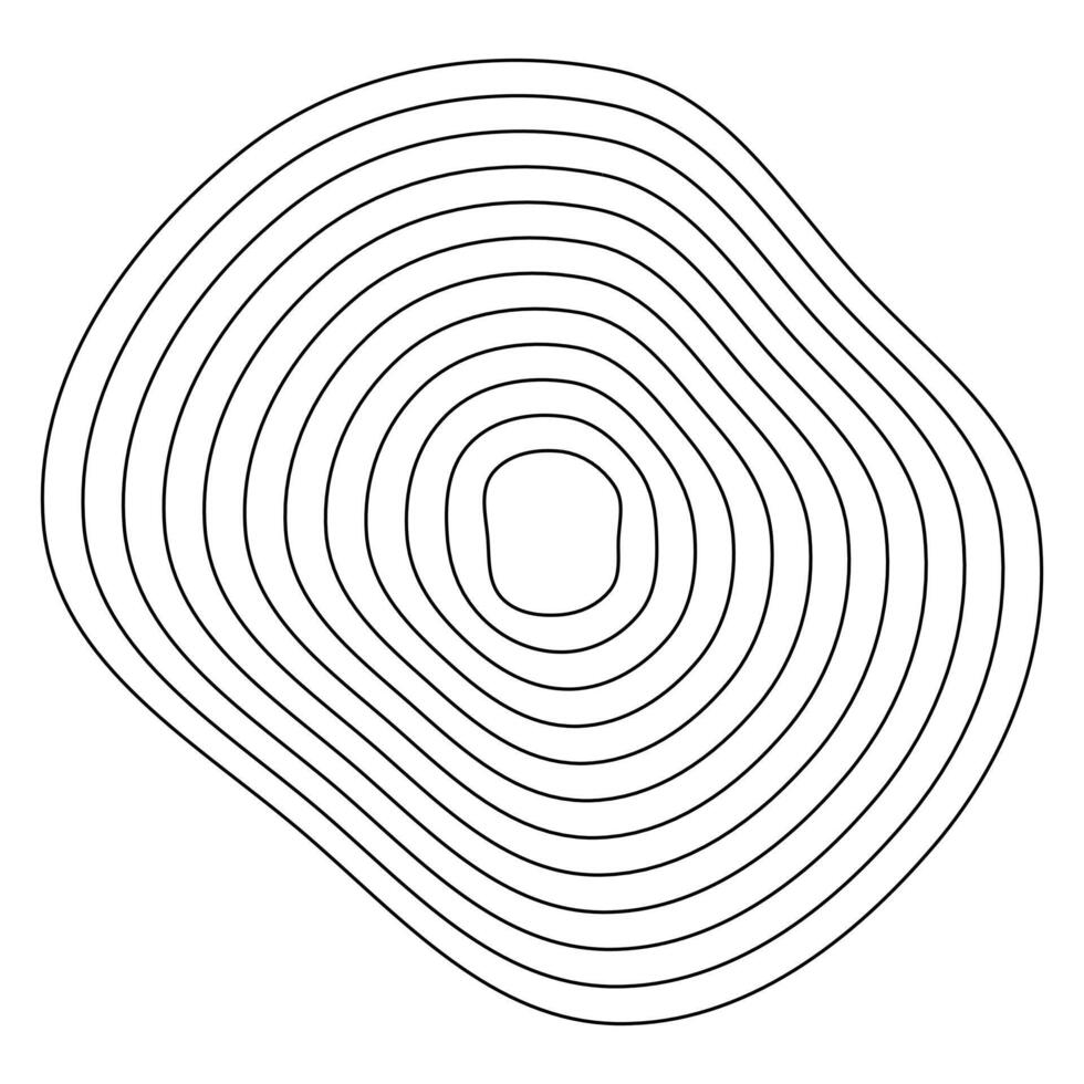 Smooth contour rings. Fluid topographic curves. Earthy terrain designs. Organic line patterns. vector