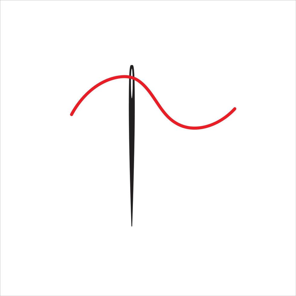 Flat cartoon needle and thread icon vector