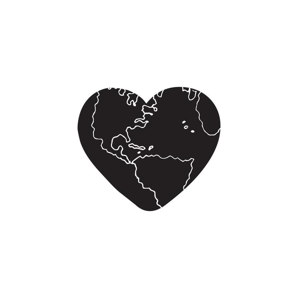 Hand drawn Earth planet in heart vector