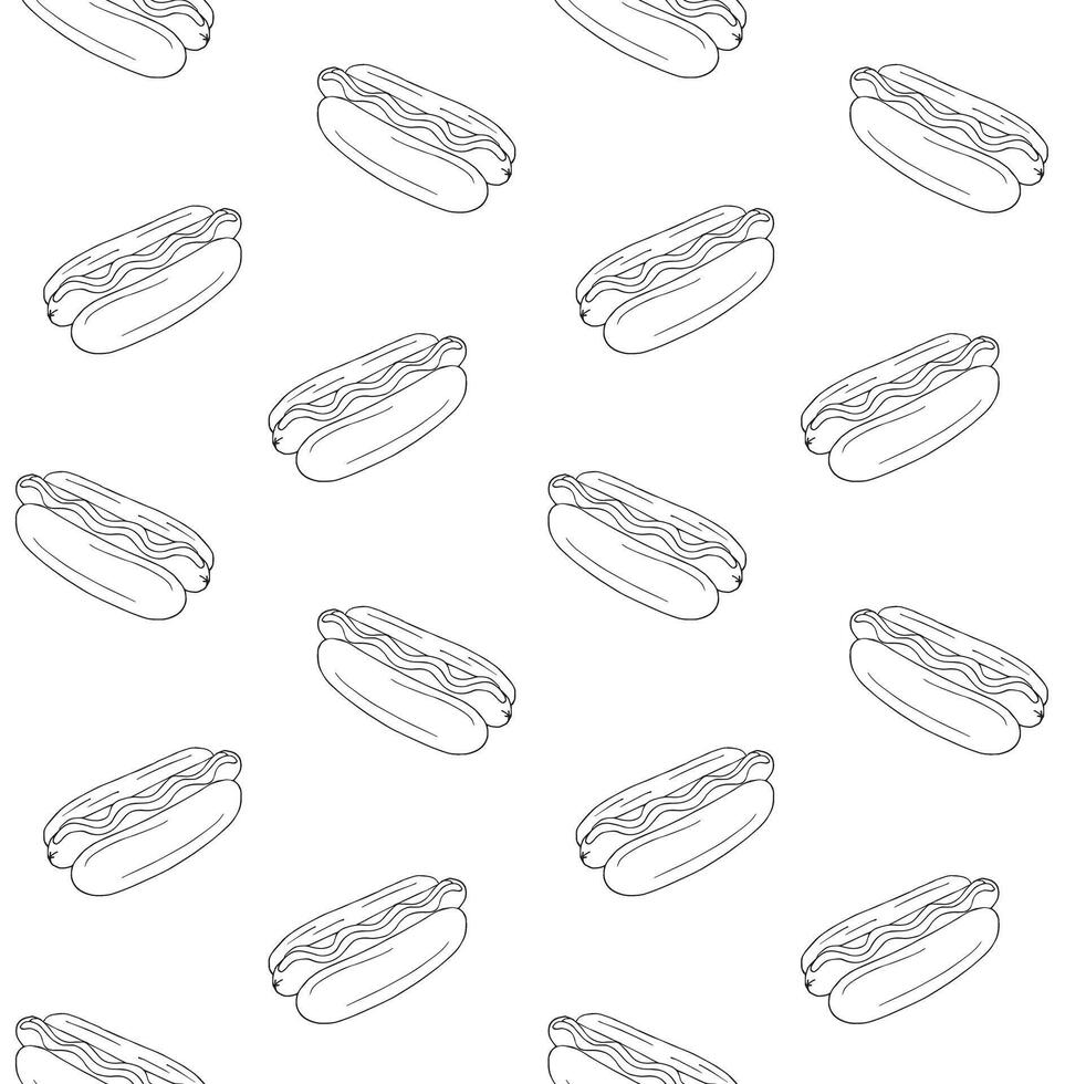 Seamless pattern of colored hot dog vector