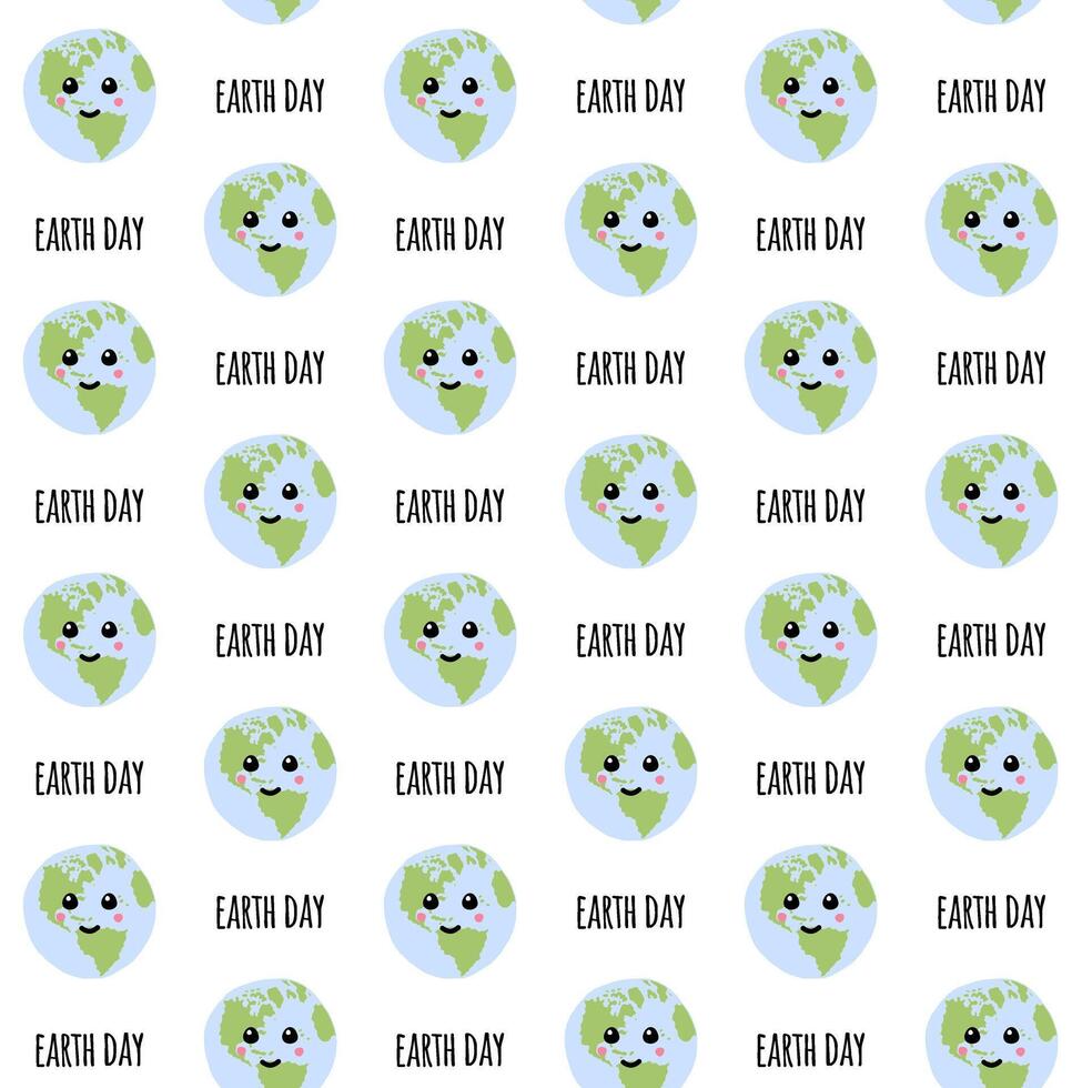 Seamless pattern of Earth day and planet vector
