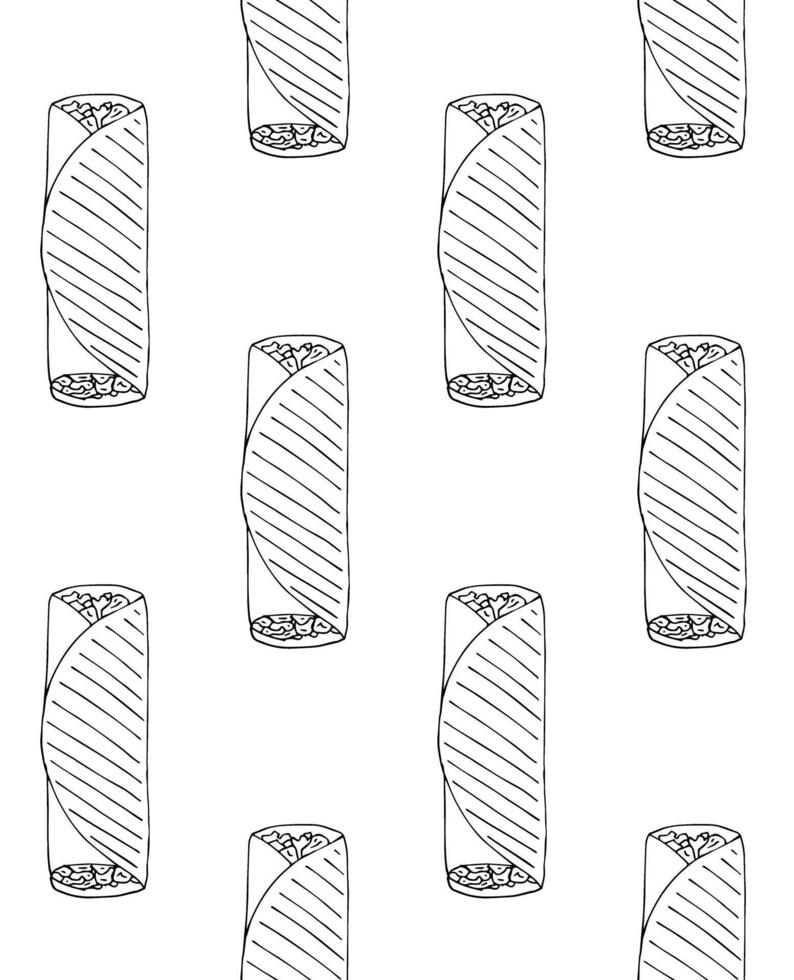 Seamless pattern of hand drawn shawarma vector