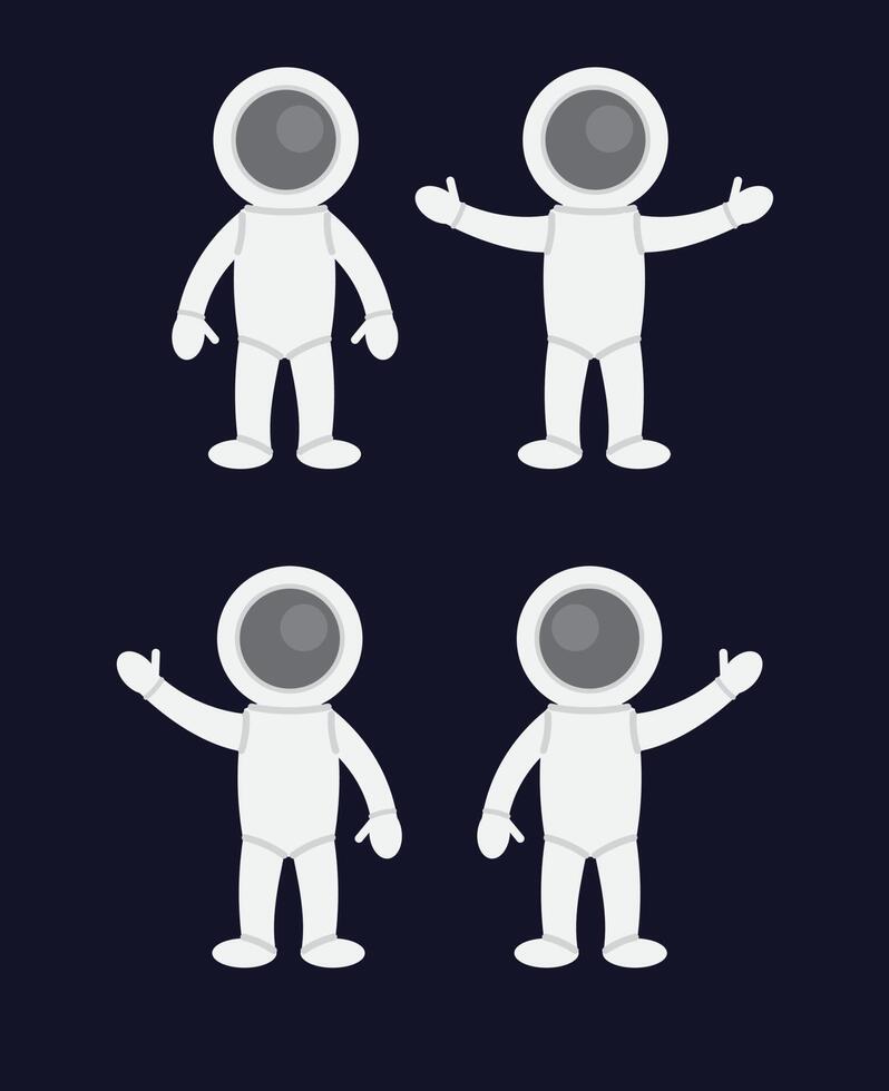 Set of flat cosmonaut vector
