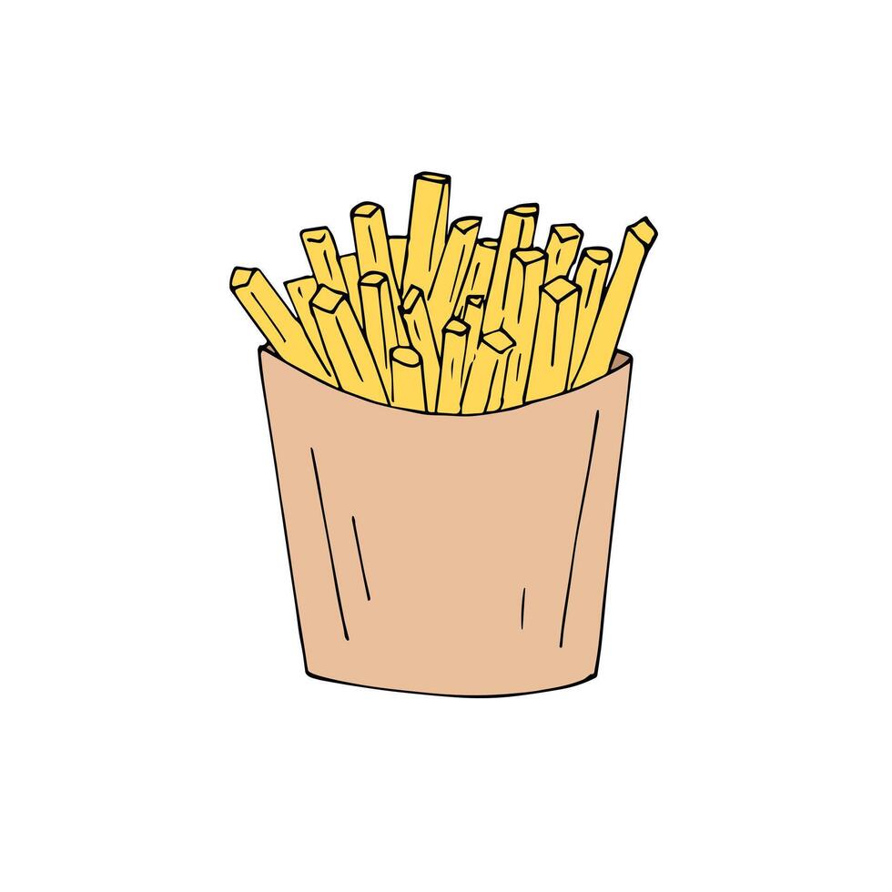 Hand drawn doodle sketch french fries vector