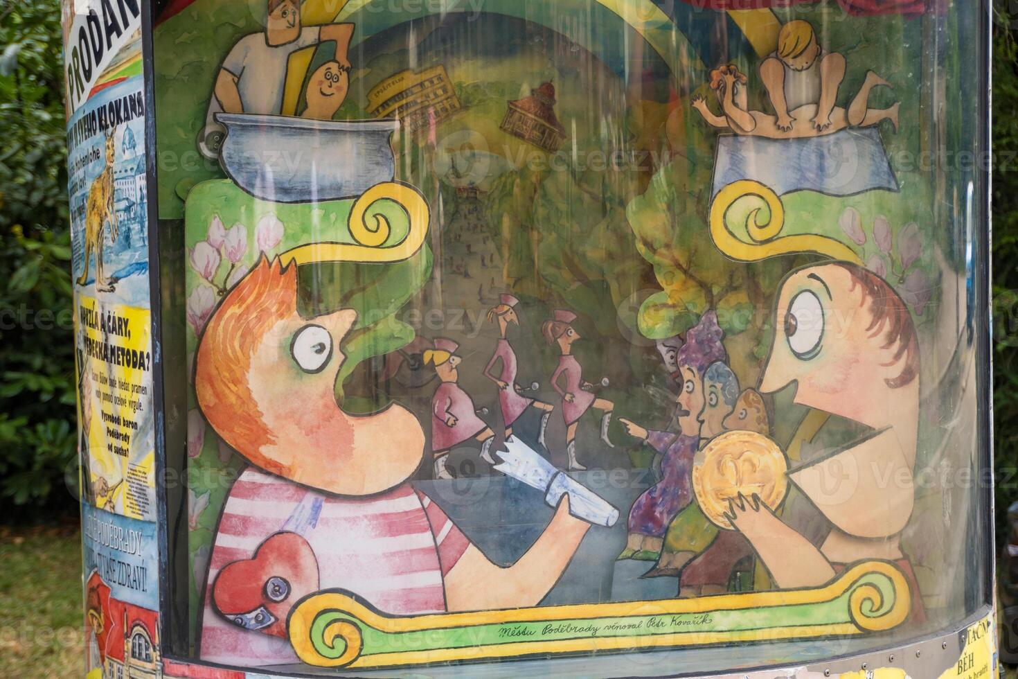 Podebrady- Czech- 27 July 2024. Puppet theater on the street in the central park photo