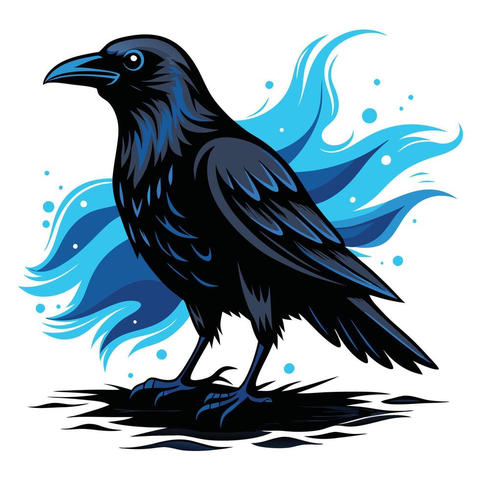 Crow illustration for t shirt vector