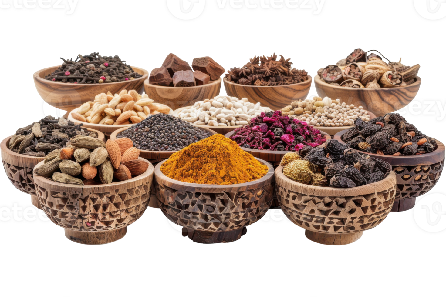 Arabic Spices Display On Transparent Background. png