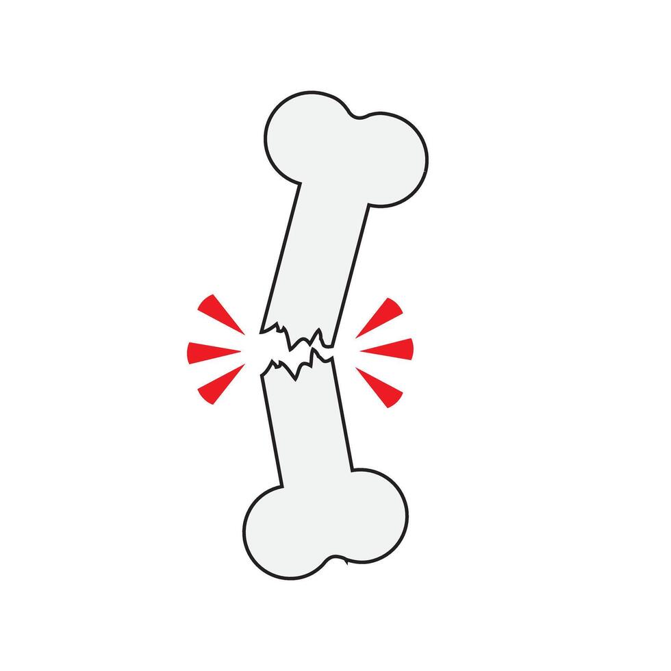 Simple broken bone line icon. Symbol and sign illustration design. Editable Stroke. vector