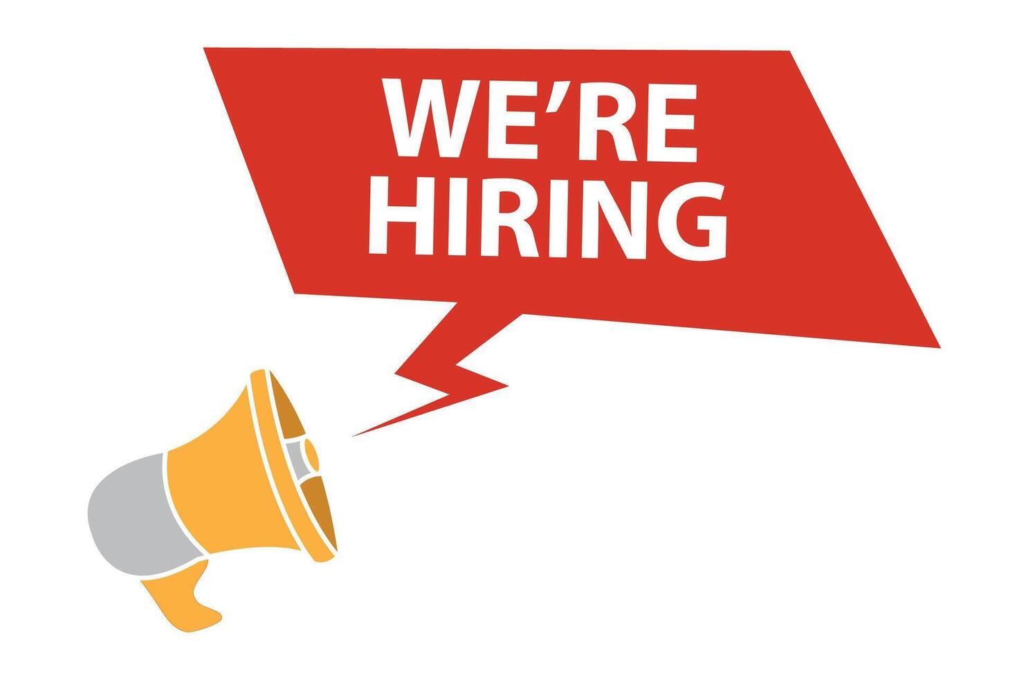 We are hiring megaphone banner on white background. vector
