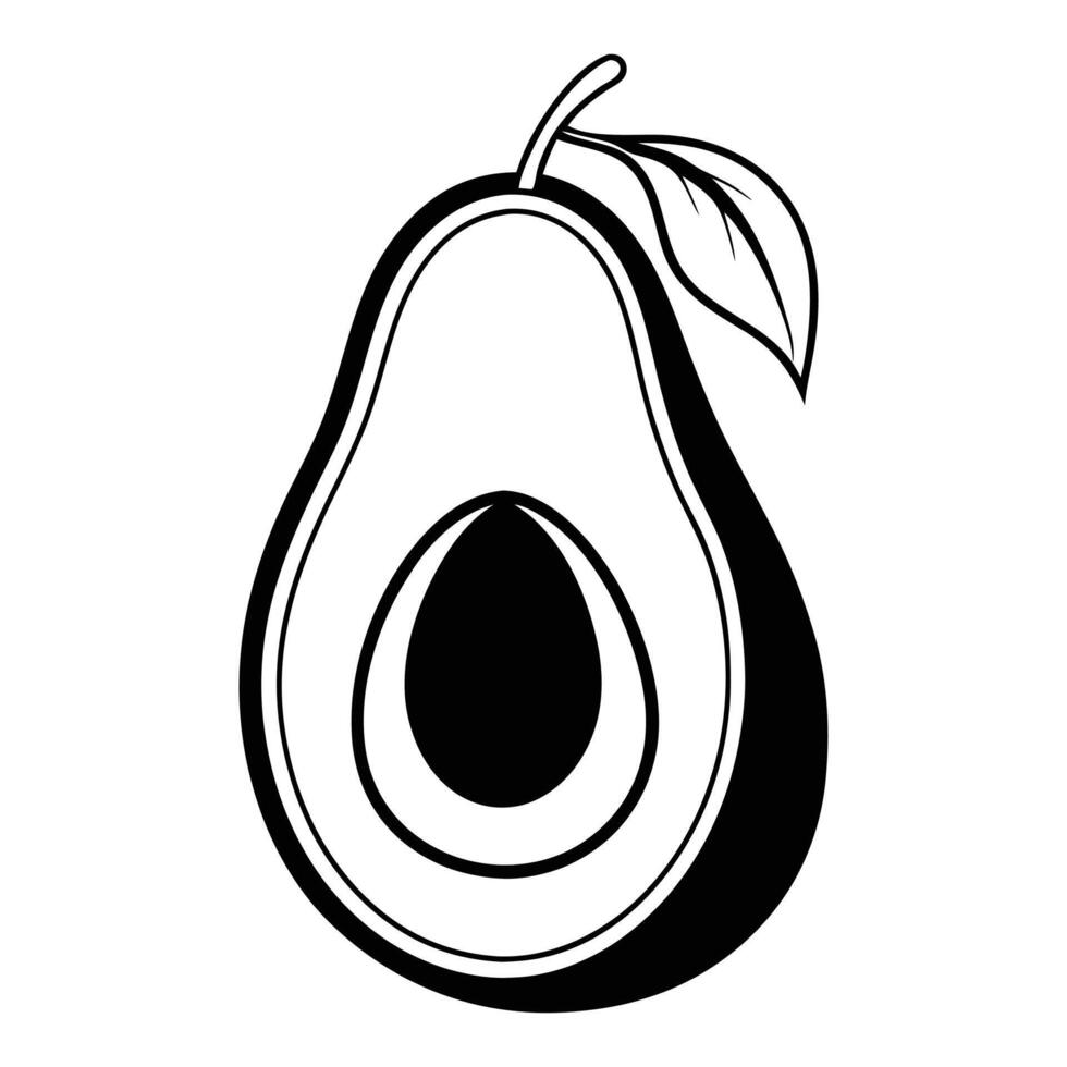 Avocado icon black illustration. Single fruit icon outlined silhouette, Isolated healthy food design on white background vector